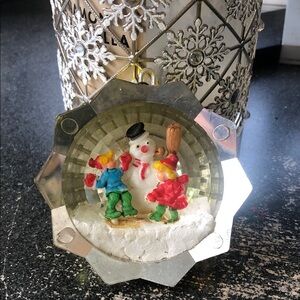 Vintage Festive Snowman Ornament with Children